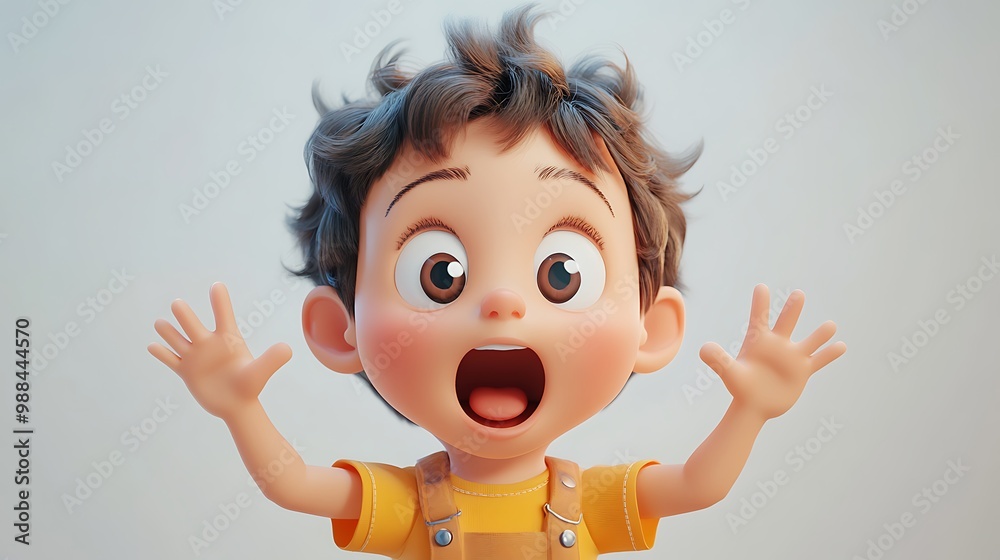Surprised Cartoon Boy 3D Illustration Surprised Cartoon Boy 3D Illustration