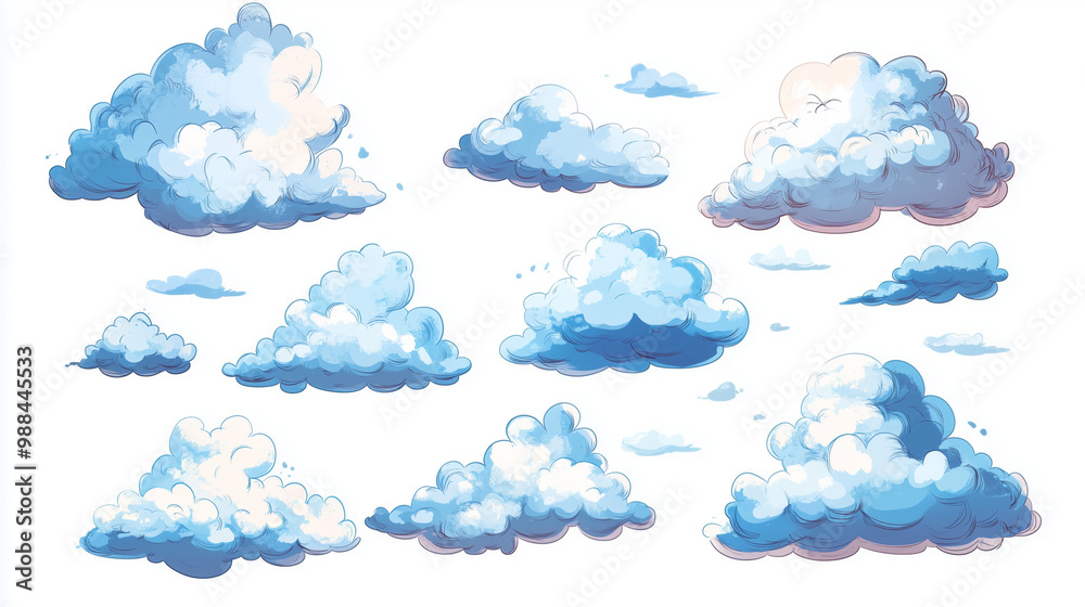 Set of clouds cartoon style isolated on white illustration. cartoons. Illustrations
Set of clouds cartoon style isolated on white illustration. cartoons. Illustrations