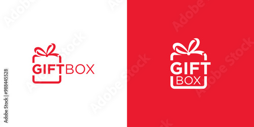 Gift Box Logo. Affection, Birthday, Romantic, Special, Valentine. Surprise Box Logo, Icon, Symbol, Vector, Design Inspiration.