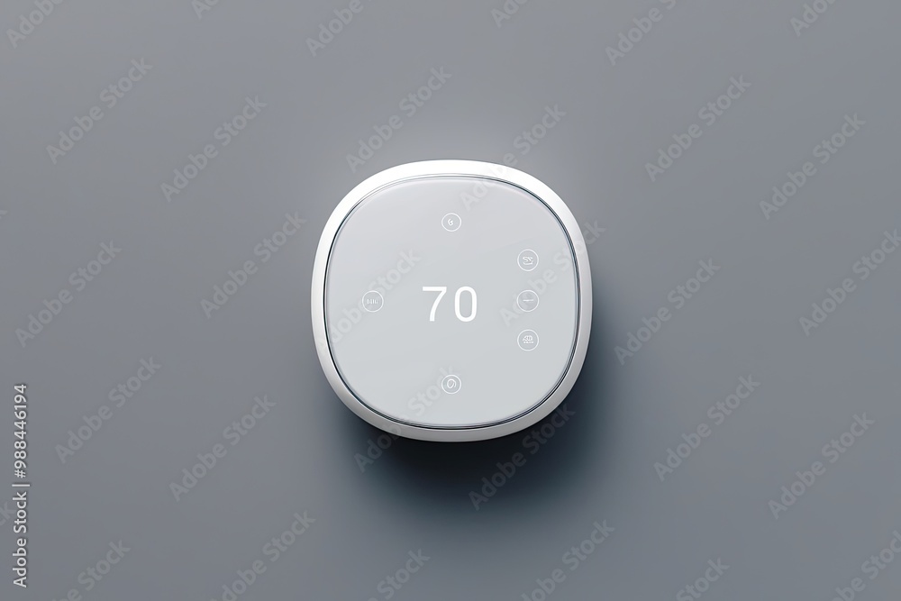 Fototapeta premium Minimalist Smart Thermostat with User-Friendly Interface and Sleek Design on Isolated Background