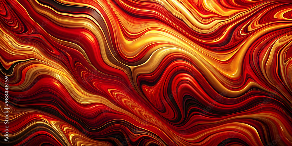 Abstract wavy background resembling red and gold acrylic paint on a black surface, imitating marble , abstract, wavy Abstract wavy background resembling red and gold acrylic paint on a black surface, imitating marble , abstract, wavy