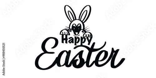 happy easter bunny vector text