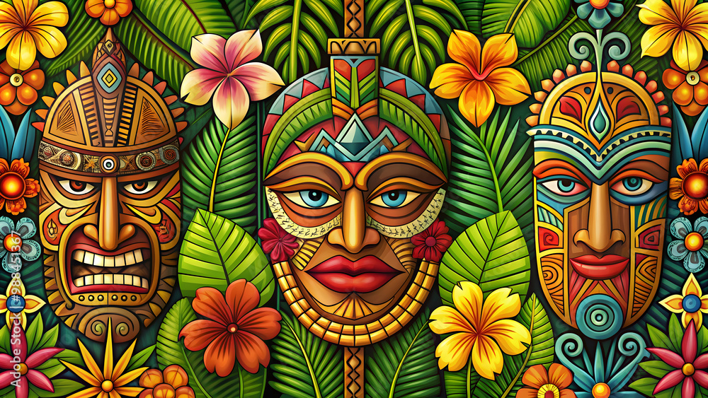 Polynesian-inspired artwork featuring traditional symbols and vibrant colors, Polynesian, art, culture, traditional, tribal Polynesian-inspired artwork featuring traditional symbols and vibrant colors, Polynesian, art, culture, traditional, tribal