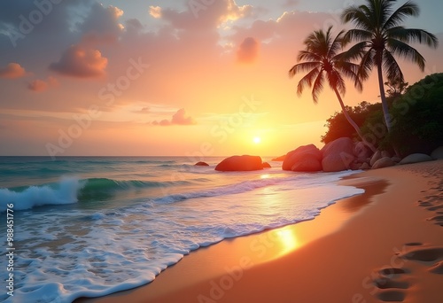 Sunset Paradise on Tropical Beach