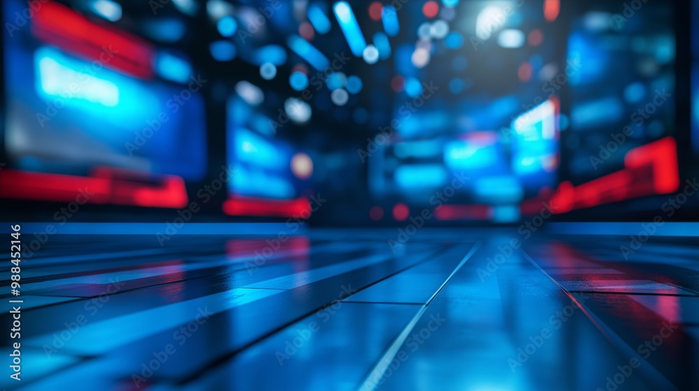 Fototapeta premium red blue abstract background broadcasting studio with gradient light gradient glow background
