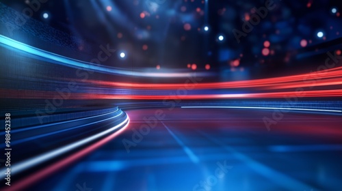 red blue motion blur abstract background broadcasting studio with gradient light gradient glow background