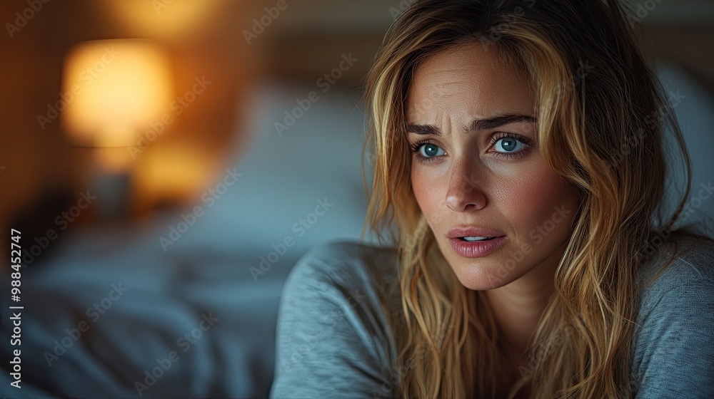upset mid adult woman with her husband in bed arguing relationship problems concept upset mid adult woman with her husband in bed arguing relationship problems concept
