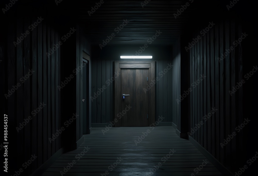Dark Hallway with Doors Dark Hallway with Doors