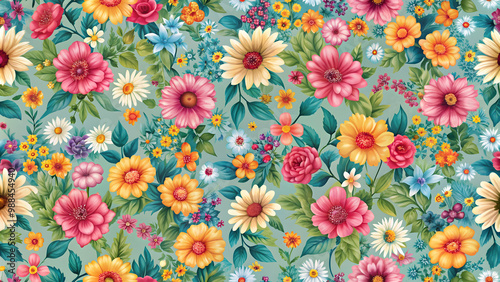 Seamless flower pattern with continuous background, flowers, floral, seamless, pattern, nature, background, design