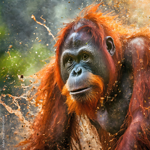 Lively orangutan photo