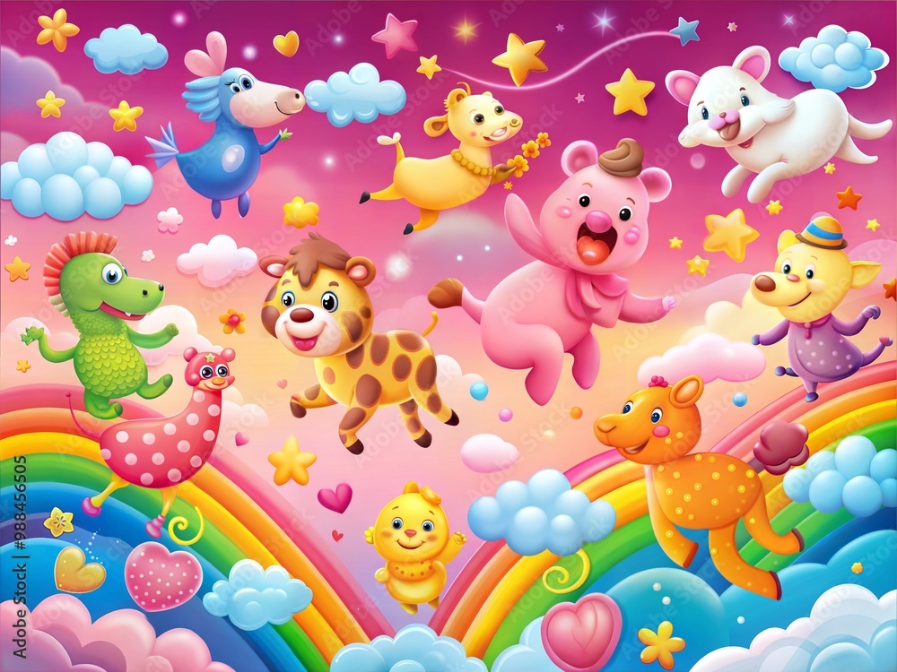 Сolorful animals jumping