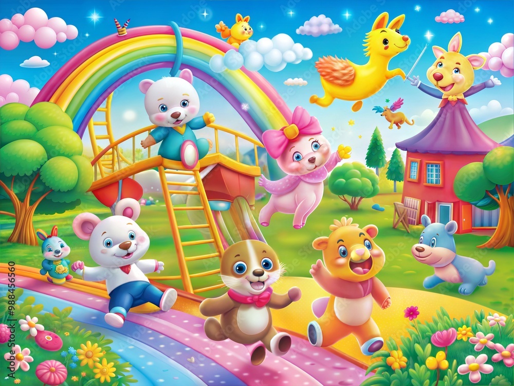 Obraz premium Colorful animals jumping