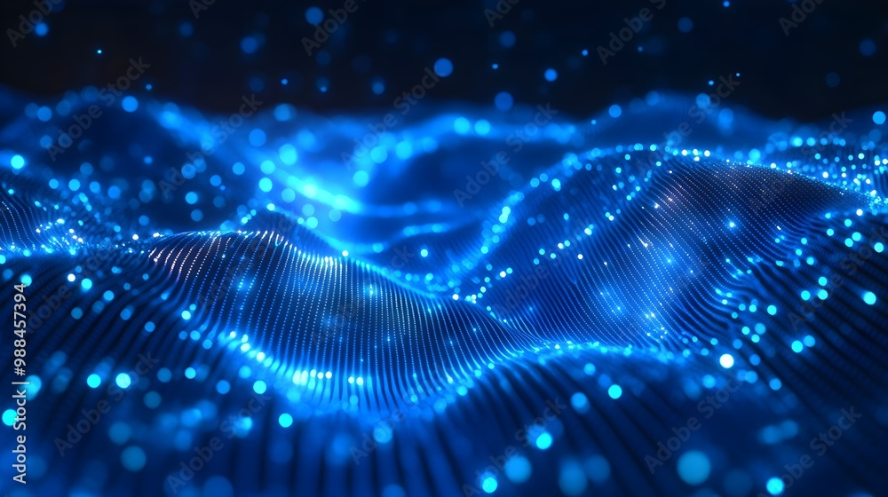 Abstract Blue Digital Wave Background