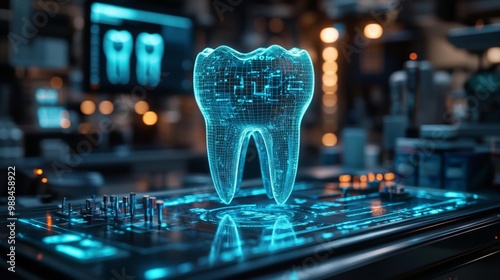 Wallpaper Mural Futuristic Digital Dental Technology Interface Generative AI Torontodigital.ca