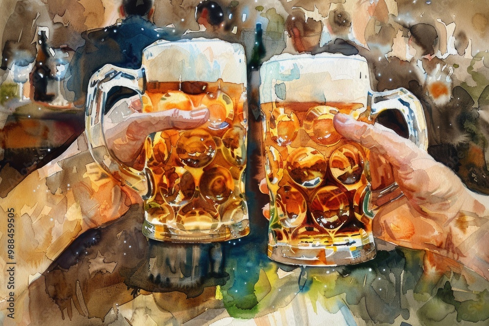 Two friends enjoying beers together Two friends enjoying beers together