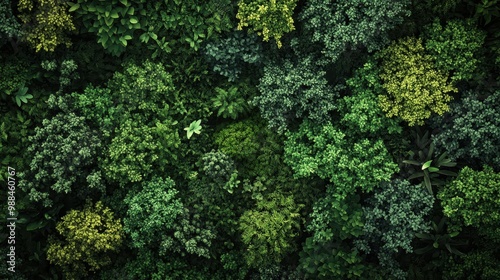 Lush Green Forest Canopy Aerial View - Dense Foliage and Vibrant Greenery in a Serene Natural Landscape