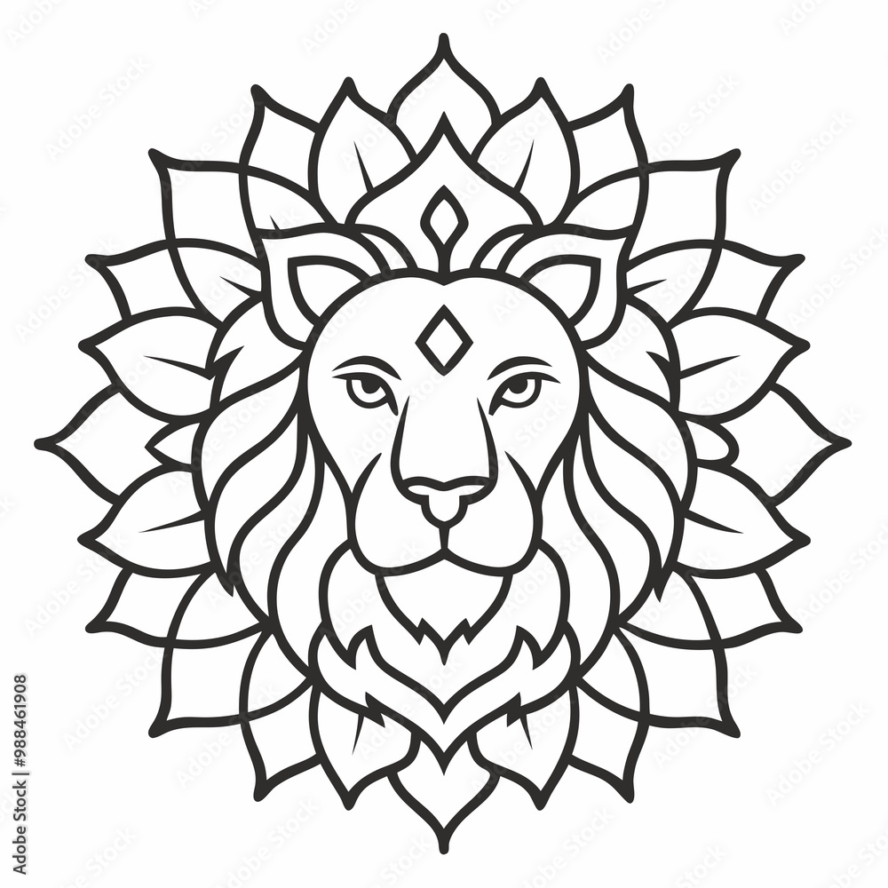 Obraz premium Lion's head Mandalas outline silhouette vector art illustration 
