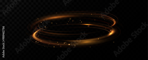 Shiny vortex rings shimmer on a transparent background. Sparkling circles with light effect. Light circle swirl neon lighting effect, spiral light lines.trator Artwork	