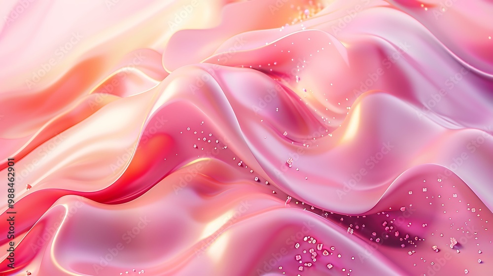 Obraz premium Abstract Pink Wavy Background with Sparkles