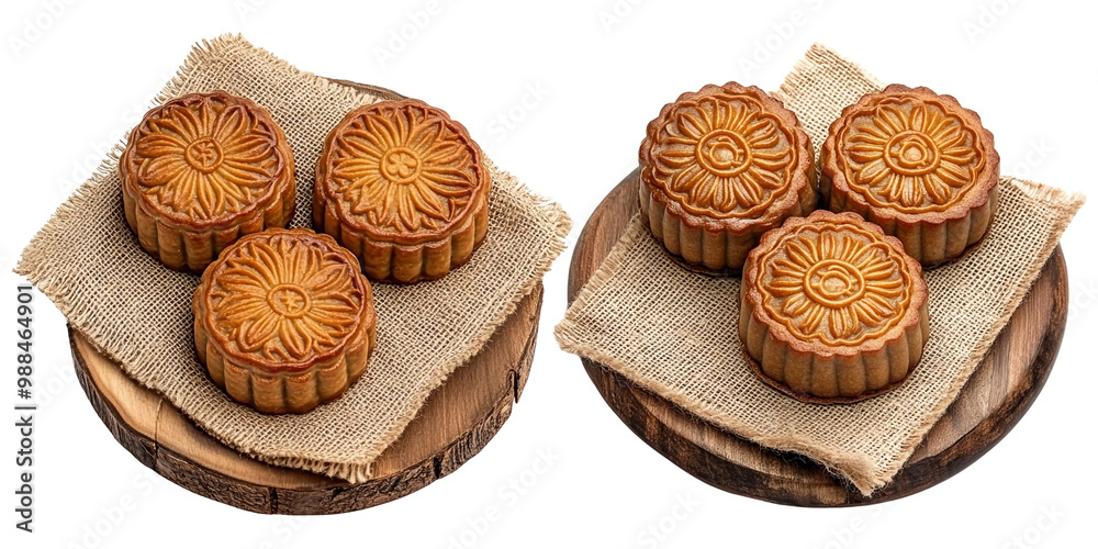 moon cake mid autumn Chinese traditional festival isolated on transparent baackground moon cake mid autumn Chinese traditional festival isolated on transparent baackground