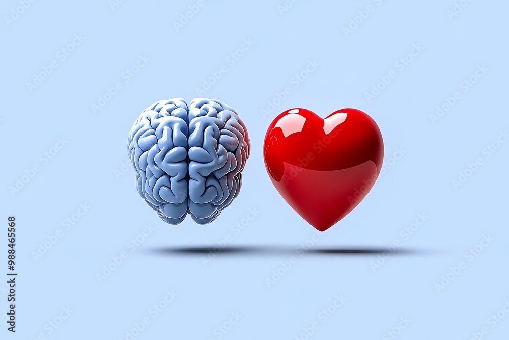 © Thanyarat - Minimalist brain and heart illustration, symbolizing the balance between logic and emotion in a clean, modern design © Thanyarat - Minimalist brain and heart illustration, symbolizing the balance between logic and emotion in a clean, modern design