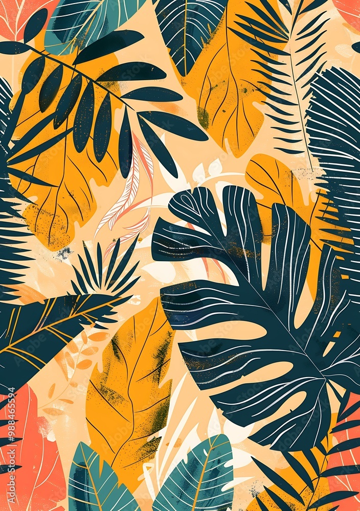 Tropical Leaves Seamless Pattern Design Tropical Leaves Seamless Pattern Design