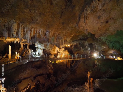 illuminated limestone cave