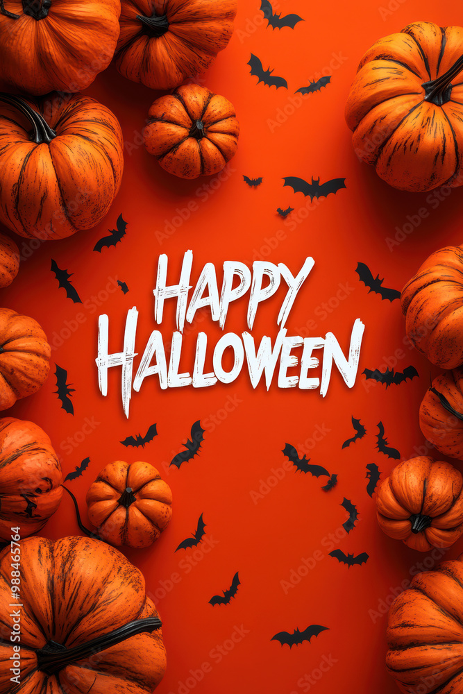Halloween Message on Pumpkins with Orange Backdrop Halloween Message on Pumpkins with Orange Backdrop