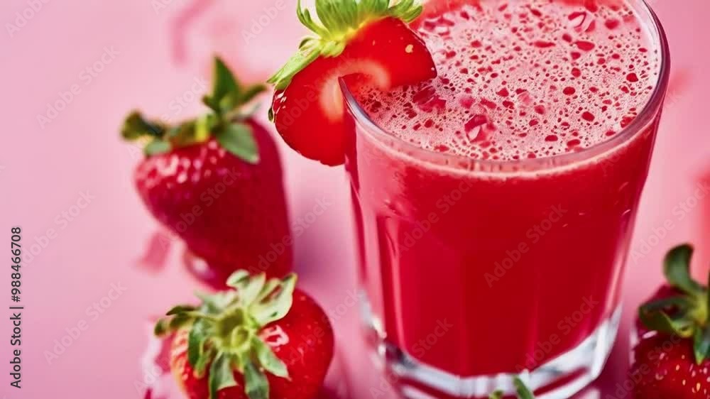 A refreshing glass of strawberry juice with fresh strawberries beside it. A refreshing glass of strawberry juice with fresh strawberries beside it.
