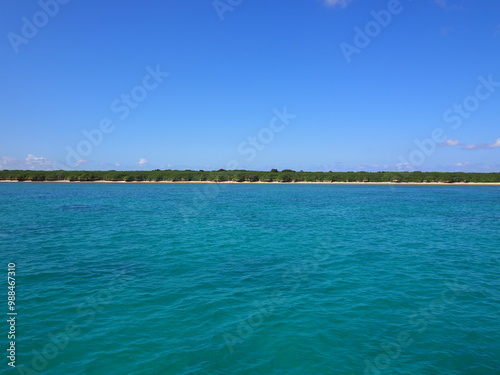 blue sky and transparent sea in okinawa.