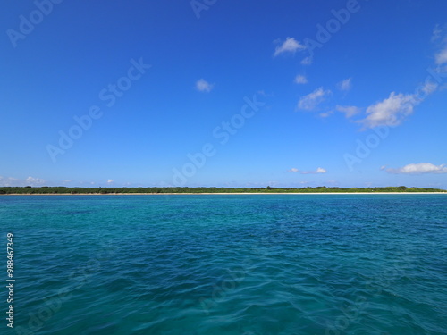 blue sky and transparent sea in okinawa.