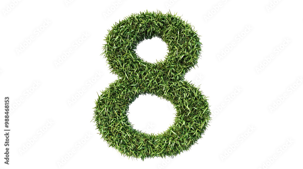 a 8 figure made of green grass on a transparent background a 8 figure made of green grass on a transparent background
