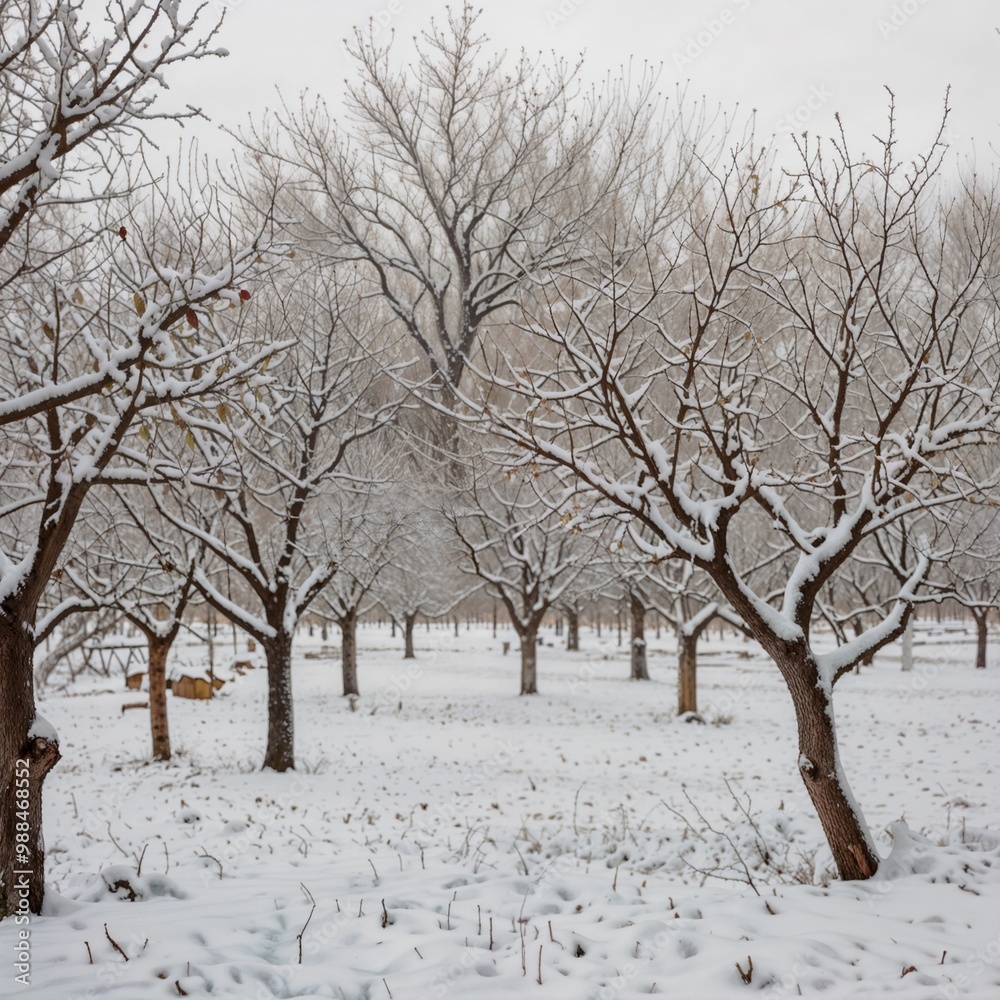 A serene winter scene with trees covered in snow, perfect for nature, holiday, or seasonal-themed projects. A serene winter scene with trees covered in snow, perfect for nature, holiday, or seasonal-themed projects.