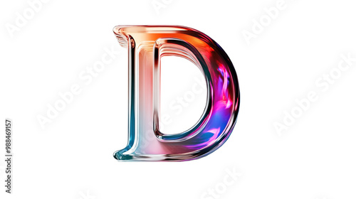 glass coloured D letters on a transparent background