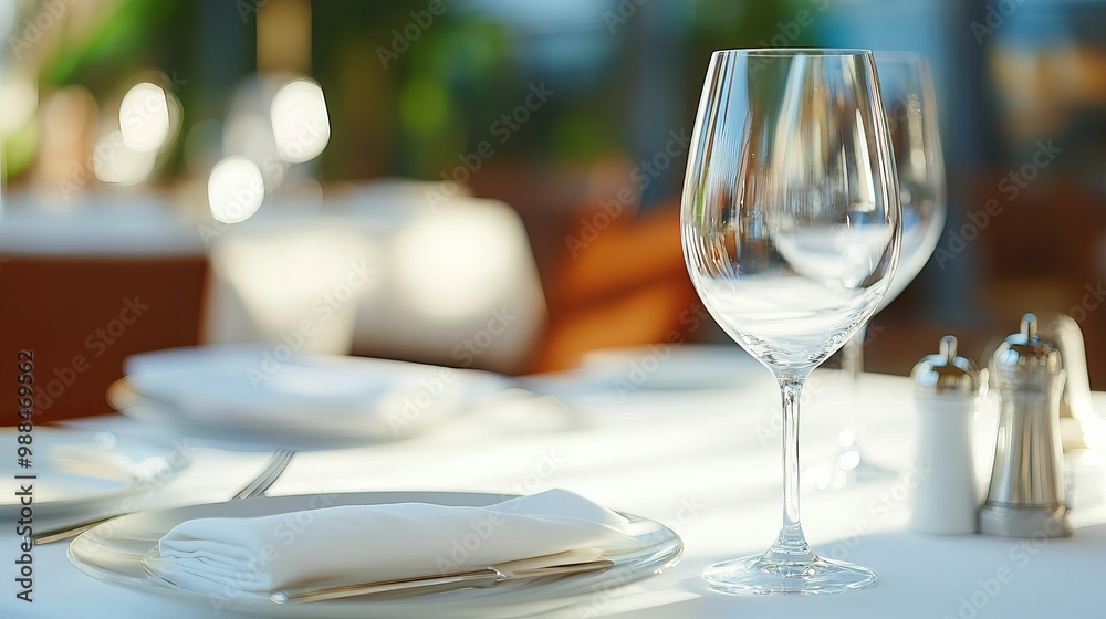 Close-up of a beautifully set table in a restaurant. Close-up of a beautifully set table in a restaurant.