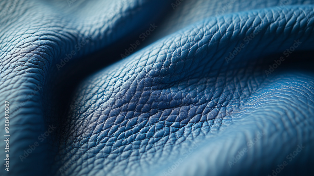 Blue leather with wavy folds Blue leather with wavy folds