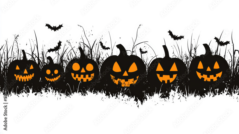 Halloween Pumpkins Banner Design with Copy Space Halloween Pumpkins Banner Design with Copy Space