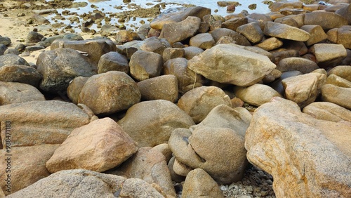 Close up of  Hon Chong cape rock garden by the sea at Nha Trang city, Vietnam. photo