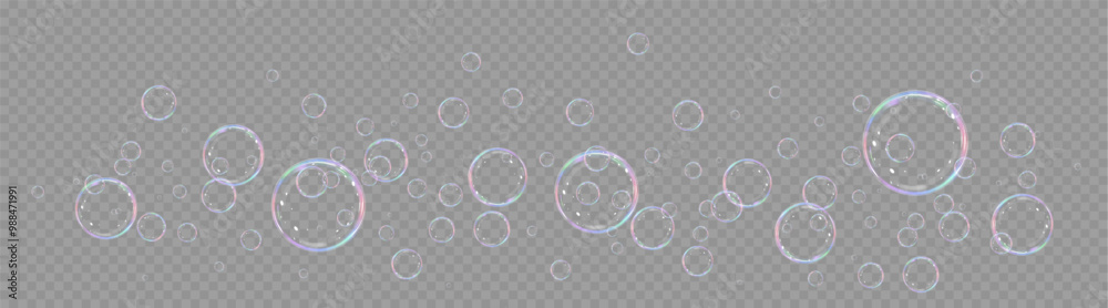 Realistic soap bubbles.Flying bubbles on a transparent background. Realistic soap bubbles.Flying bubbles on a transparent background.
