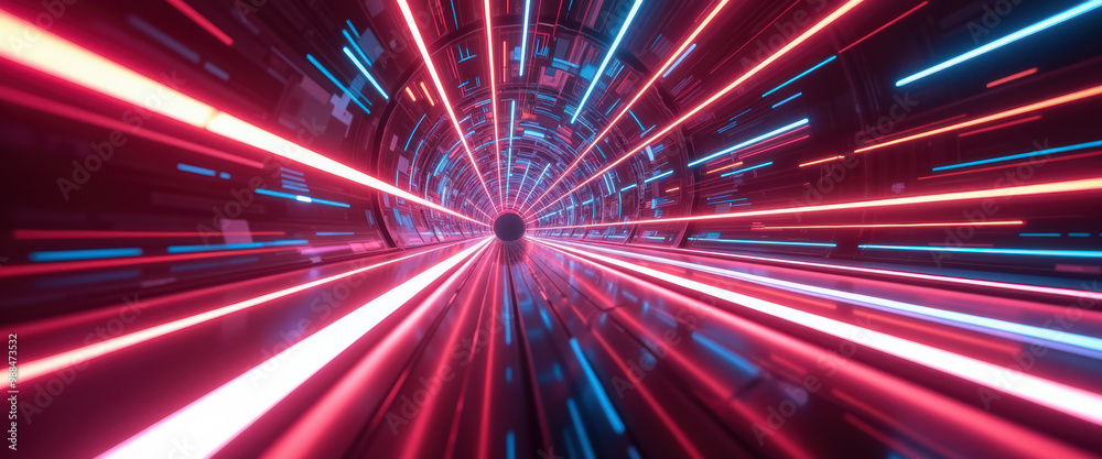 Abstract Neon Lines Tunnel in a Futuristic Cyberpunk City Abstract Neon Lines Tunnel in a Futuristic Cyberpunk City