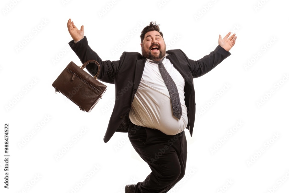 A person in formal attire leaping into the air A person in formal attire leaping into the air