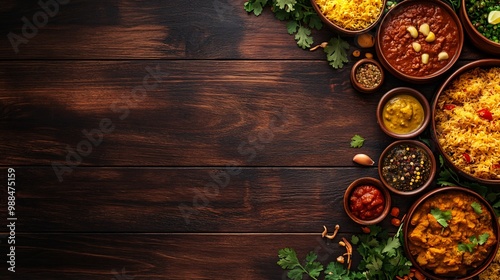 Wallpaper Mural Indian food on wooden background with copy space. Torontodigital.ca