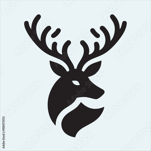 deer logo black icon, cartoon deer animal on a plain white background vector logo photo