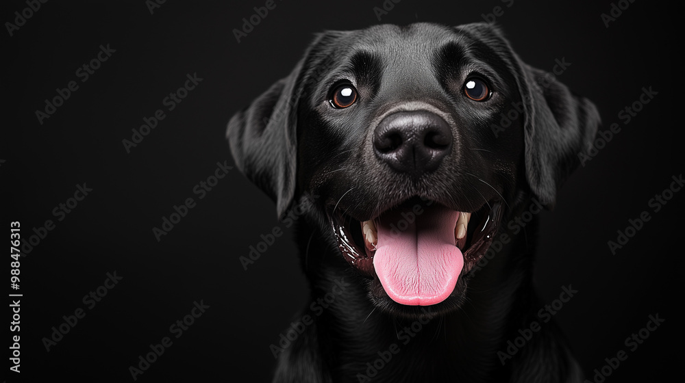 A black Labrador with its tongue sticking out, a happy expression
A black Labrador with its tongue sticking out, a happy expression