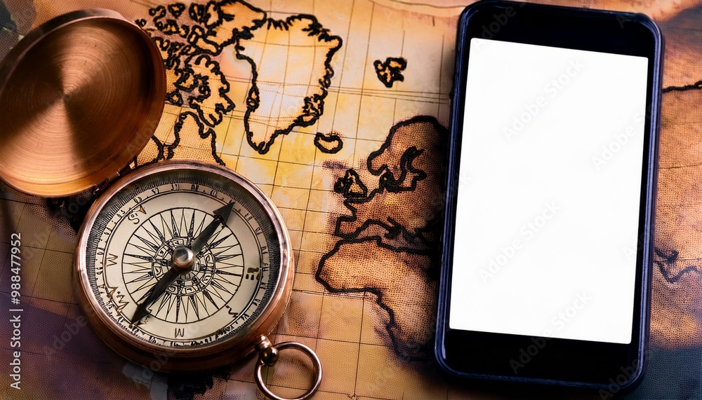 Antique compass map smartphone Antique compass map smartphone