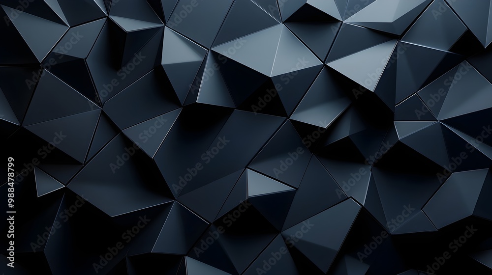Fototapeta premium Abstract Dark Geometric Background - Black Triangles Pattern