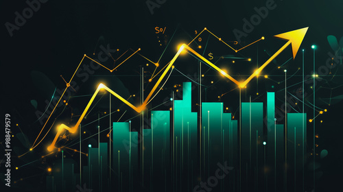 Abstract black background with Colorful charts and graphs with statistics to innovative analyze business potential and forecast future development of companies growth.