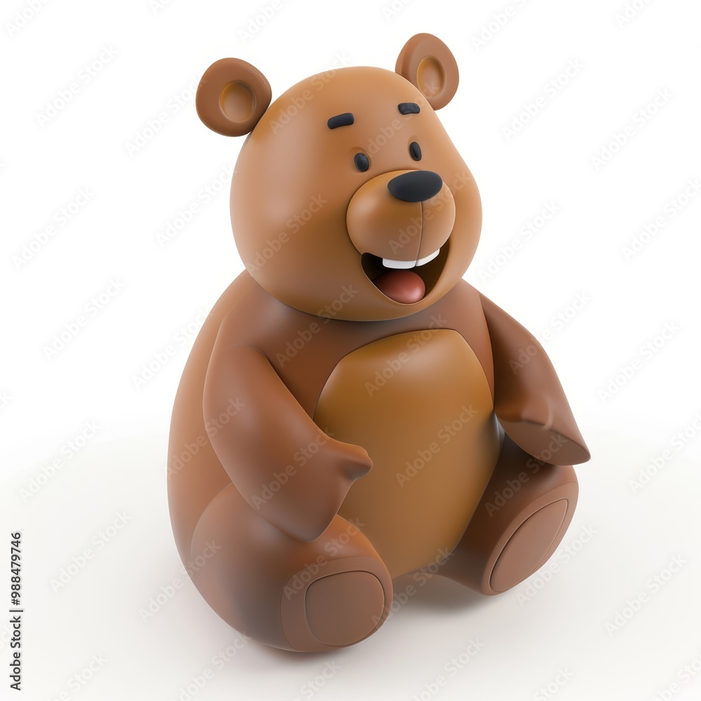Fototapeta premium Cute bear In 3d style on white background