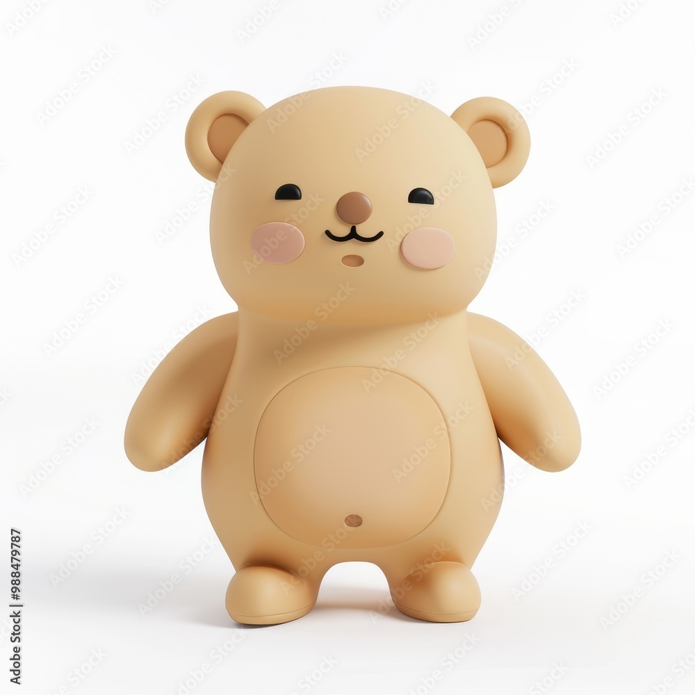 Cute bear In 3d style on white background Cute bear In 3d style on white background