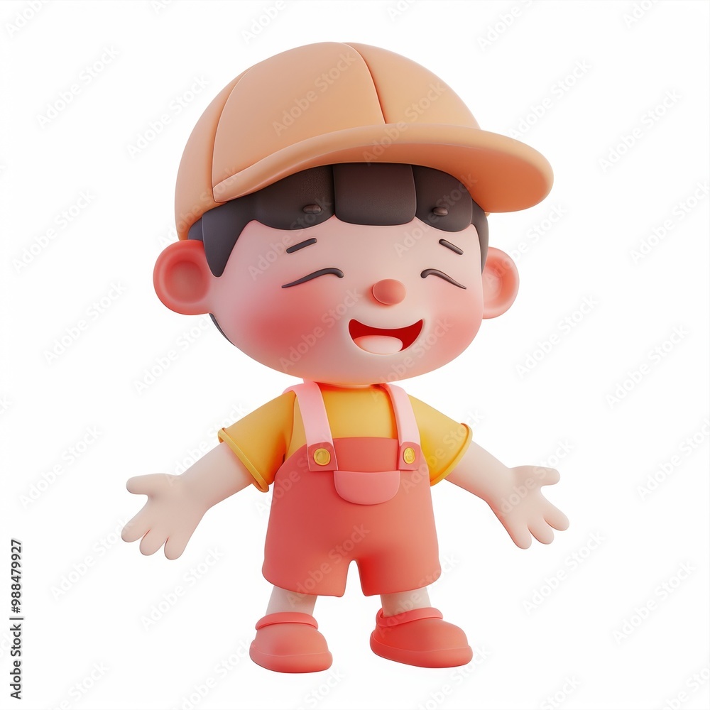Happy boy In 3d style on white background Happy boy In 3d style on white background